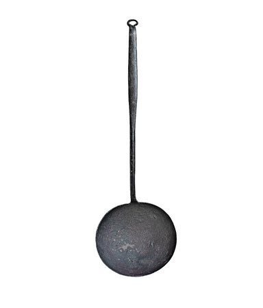 vintage iron ladle over white, clipping pathの写真素材