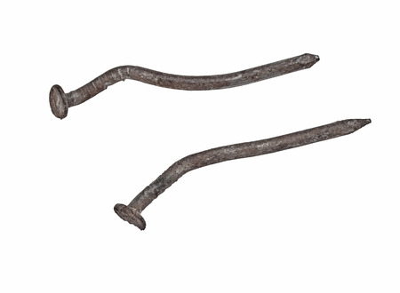 vintage rusty nails isolated over white, clipping pathの写真素材