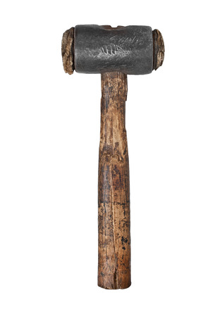 vintage soft leather end mallet over white, clipping pathの写真素材