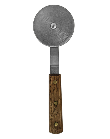 vintage pizza cutter over white, clipping pathの写真素材