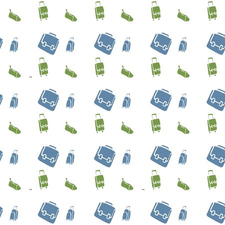 Seamless pattern with hand drawn luggage. Different colorful vintage suitcases background.のイラスト素材