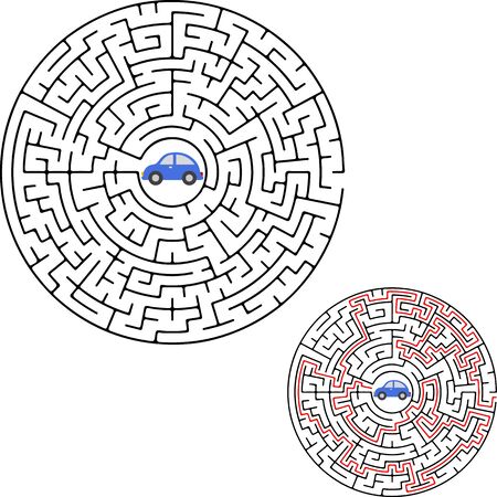 Vector illustration of round maze labyrinth. Isolated on white background, epsのイラスト素材