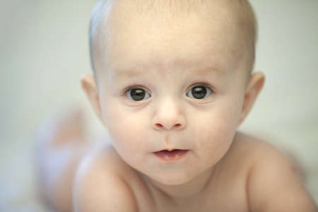Happy baby face studio shot