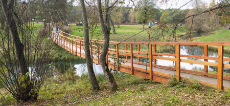 Water park in Belarus in autumnの写真素材