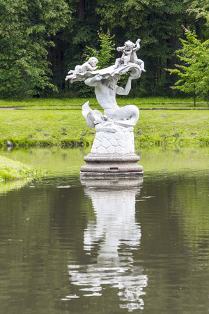 ST PETERSBURG, RUSSIA - JULY 29, 2015: Menshikov Palace Oranienbaum in the town of Lomonosov. One of the statues of the park.のeditorial素材
