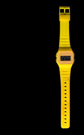 Yellow plastic wrist watchesの写真素材