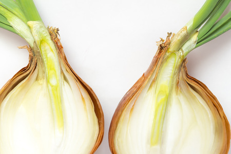 Onions, cut in halfの写真素材
