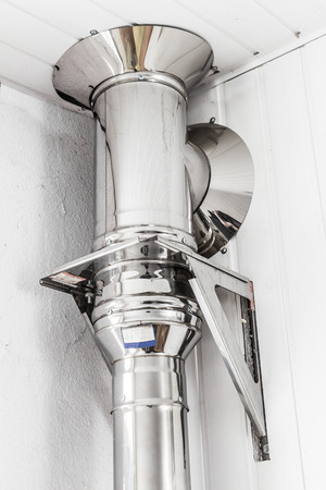 Part of the house ventilation system of stainless steel pipesの写真素材