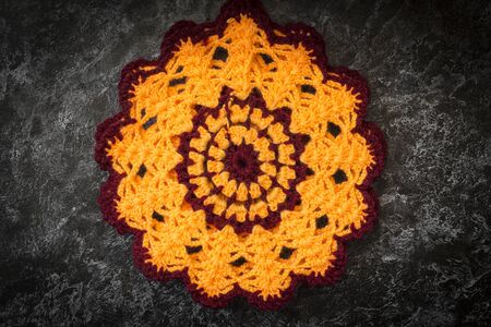 Made hands mats under the cup on the kitchen wall.の写真素材