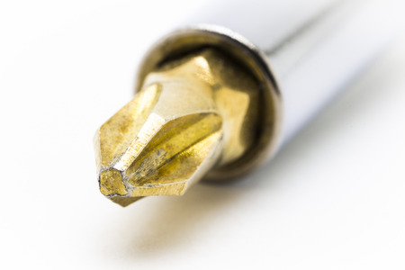 Tip screwdriver close up on a white background.の写真素材