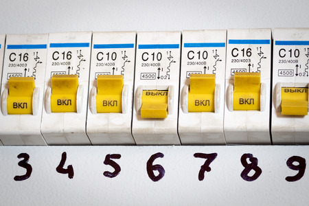 Row of automatic electrical switch in the dashboard.