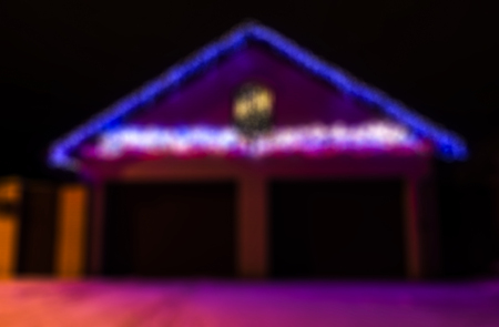 Winter. Buildings with decorations for the new year. Blurry for the background.の写真素材