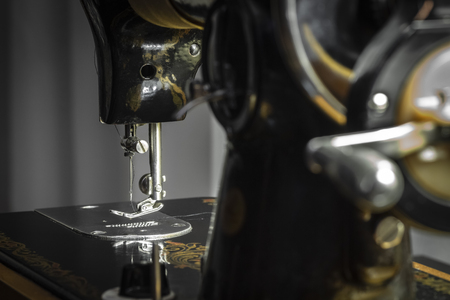 Sharp needle off sewing machine close up.の写真素材