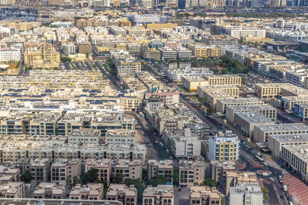 Dubai, UAE - November 28, 2018: View of the city from the top of the famous Dubai Frame, located in Zabel Park.のeditorial素材