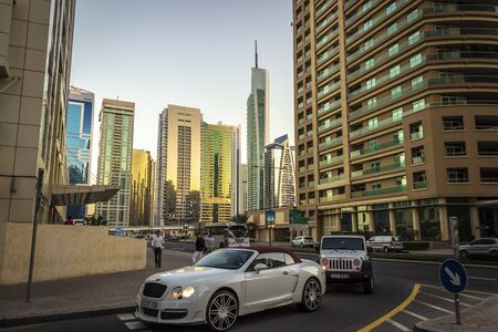 Dubai, UAE - November 29, 2018: On the streets of the beautiful area of Dubai Marina.のeditorial素材