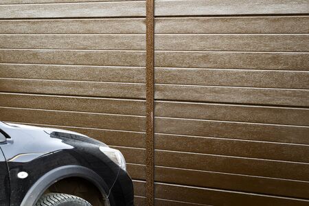Garage entrance gate in a private house close-up.