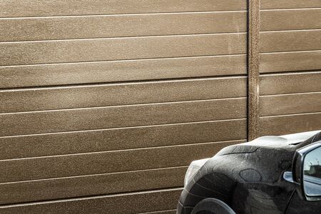 Garage entrance gate in a private house close-up.