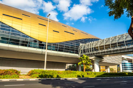 Dubai, UAE - November 27, 2018: Modern futuristic architecture of Dubai metro stations.のeditorial素材