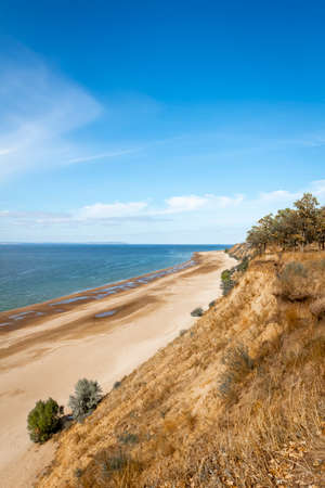Beautiful view of the Volga river on a clear summer sunny day.の写真素材