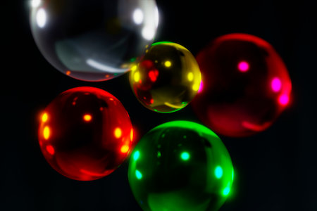 Bright colored shiny balls as an abstraction on a black background.の写真素材