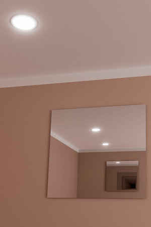Multiple refractions in the mirrors of the room.の写真素材