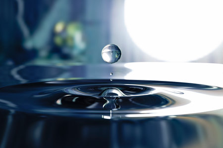 A drop of clean water and circles on the surface.