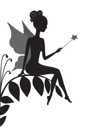 Silhouette of magic fairyのイラスト素材