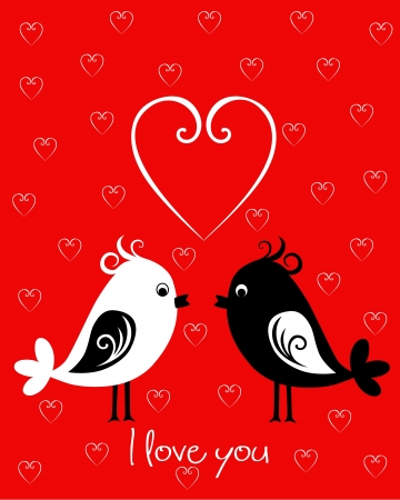 Happy Valentines Day card with birdsのイラスト素材