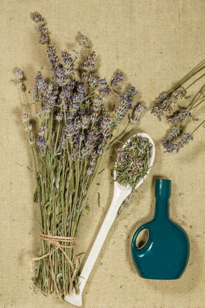 Lavender. Dry herbs for use in alternative medicine, phytotherapy, spa or herbal cosmetics. Preparing infusions, decoctions or tinctures. For powders, ointments, oil or tea, bath.の写真素材