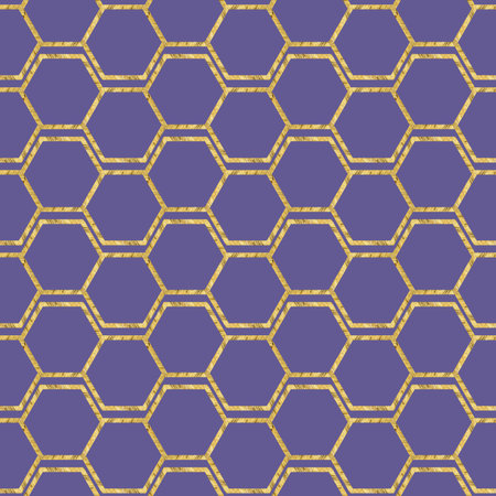 Hexagon seamless texture. Mosaic, inlay. Illustration in stained glass style. Art Deco style....