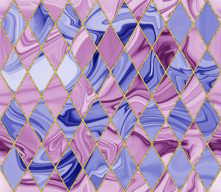 Rhombus seamless pattern. Mosaic, inlay. Illustration in stained glass style. Art Deco style....
