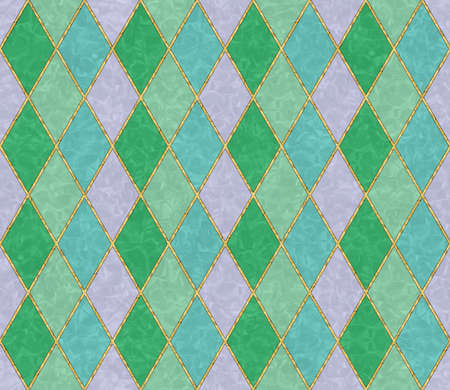 Rhombus seamless pattern. Mosaic, inlay. Illustration in stained glass style. Art Deco style....