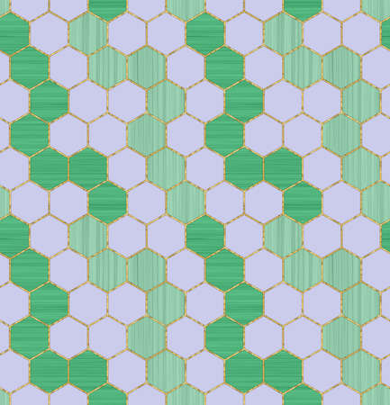 Hexagon seamless texture. Mosaic, inlay. Illustration in stained glass style. Art Deco style....