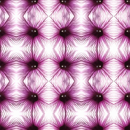 Seamless pattern. Illustration, digital painting. Flower bed of petunias. Purple, white petunia. Photo collage for textile, cotton fabric, wallpaper, T-shirts, linens or wrapping. drawing watercolor.の写真素材