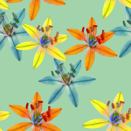 Decorative art-deco design element, floral ornament. Seamless pattern for bandana, shawl, hijab,...