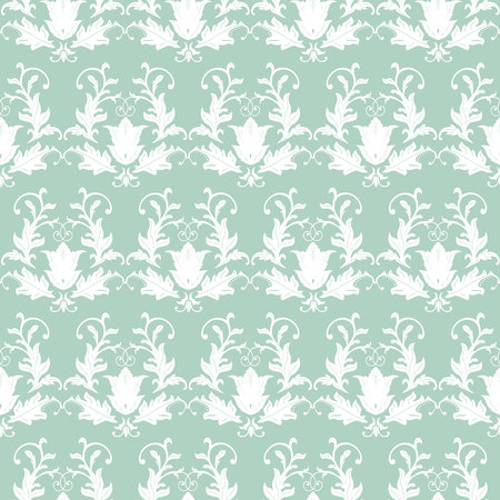 Floral pattern. baroque, damask. Green and white ornament Seamless background for textile, manufacturing, wallpapers, print wrapのイラスト素材