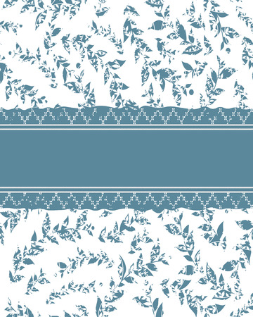 lace frame with floral attrition background can be used for greeting card or invitation, blue and white colorのイラスト素材