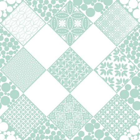 Seamless pattern with blue patchwork. Seamless background for textile, wallpaper, pattern fills, covers, surface, print, gift wrap, packaging paper, ceramic tileのイラスト素材