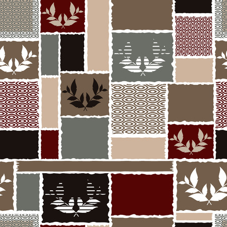 Vintage ceramic tile with multicolor patchwork. Seamless colorful pattern Seamless background for textile, wallpaper, pattern fills, covers, surface, print, gift wrap, packaging paper, ceramic tileのイラスト素材