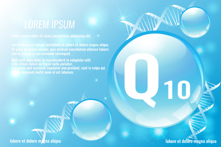 Coenzyme Q10. Hyaluronic acid. Space for text. Vector illustration.のイラスト素材