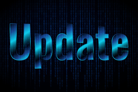 System software update and upgrade concept. Update banner template on dark background.のイラスト素材