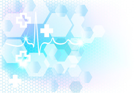 Medical Background with heart cardiogram illustration. Cardiology background. Glow effect. Space for Text.のイラスト素材