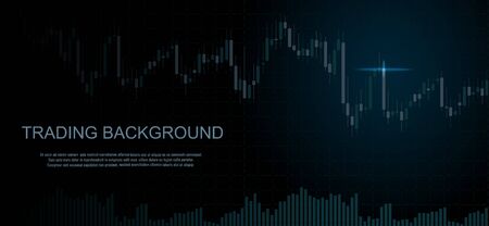 Dark business background with candlesticks chart. Financial market trade vector banner. Forex trading graph.のイラスト素材