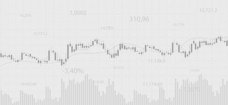 Financial data graph chart on grey background. Business background with candlesticks chart for reports and investment. Financial market trade concept.のイラスト素材