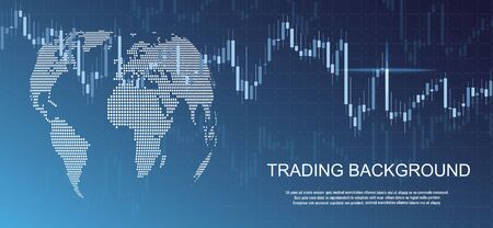Financial data graph chart on blue background. Business background with candlesticks chart for reports and investment. Financial market trade concept.のイラスト素材