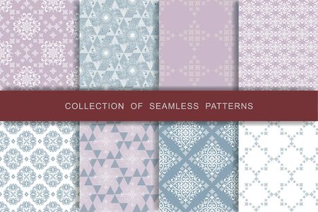 Fabric print set. 8 Seamless patterns.のイラスト素材