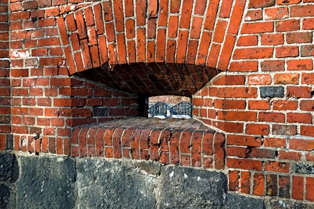 Crenel in the wall of the old German Fortの写真素材