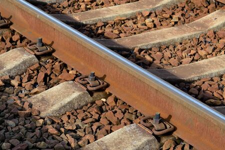 Rail and concrete sleepers close upの写真素材