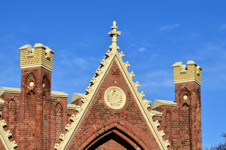 Brandenburg gate - fortifications of Koenigsberg, neo-gothic 19th century. Kaliningrad (Koenigsberg before 1946), Russiaのeditorial素材