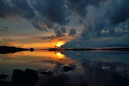 White nightst. Lake Pongoma, North Karelia, Russia